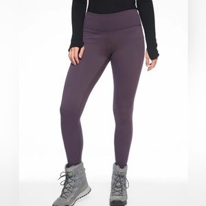 athleta fleece lined leggings plum